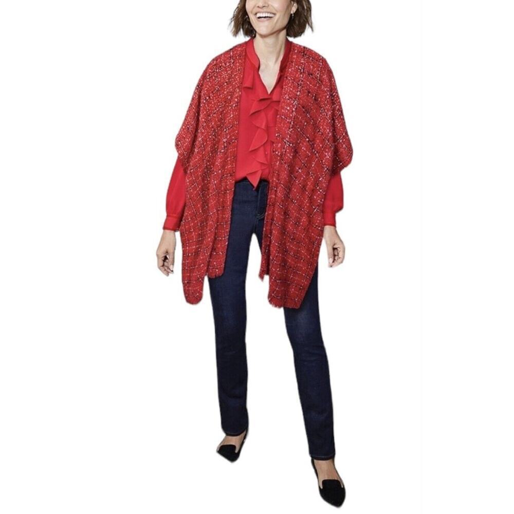 Chicos Ruffle Front Button Up Blouse Womens Size XL/16 Red NWT $79 - Picture 4 of 4